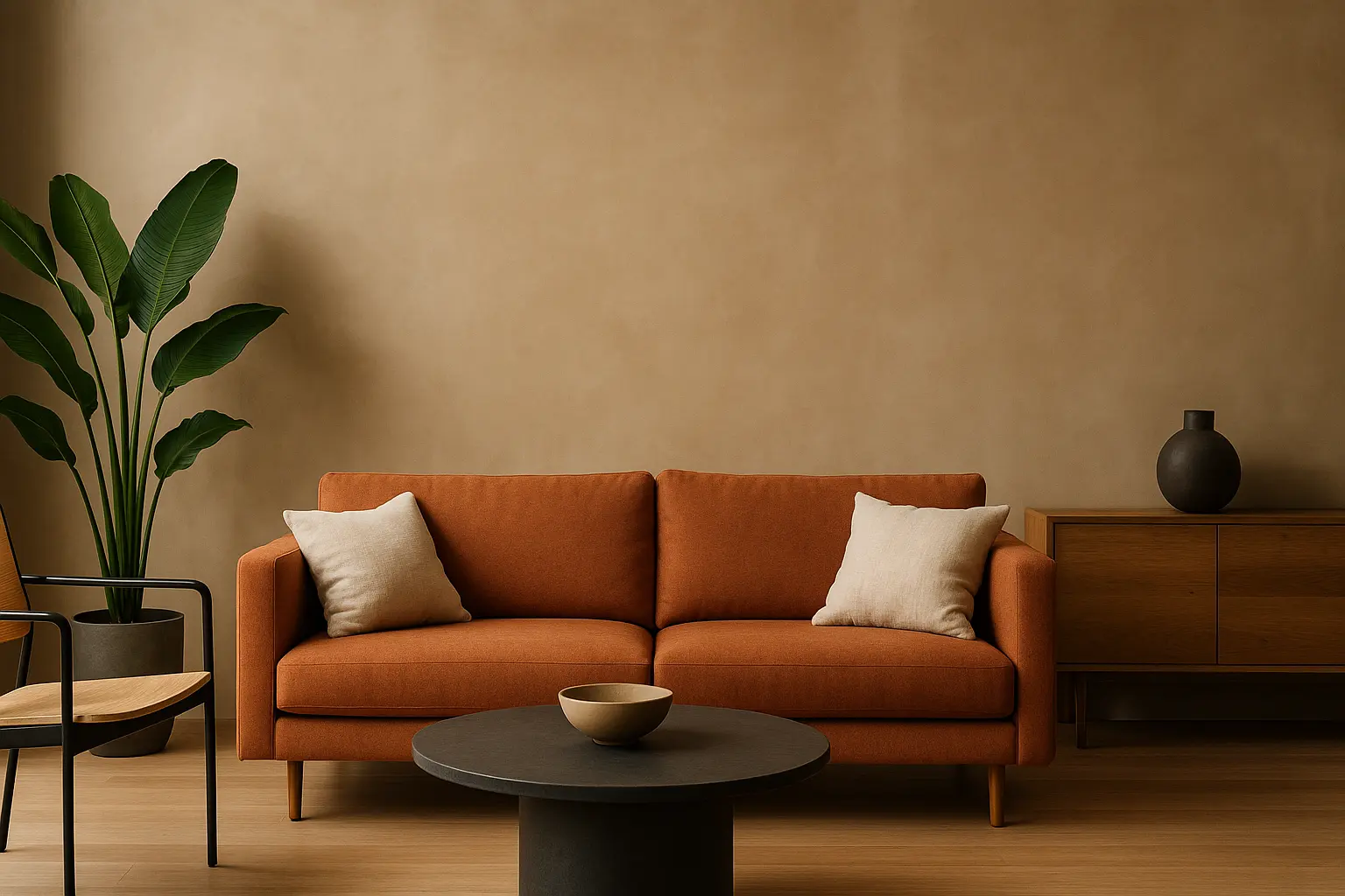 Salon moderne teintes tadelakt