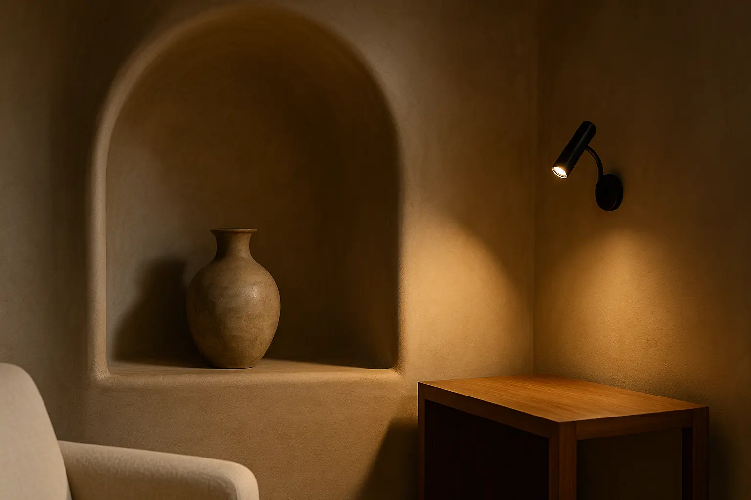 Jeu de lumières sur tadelakt