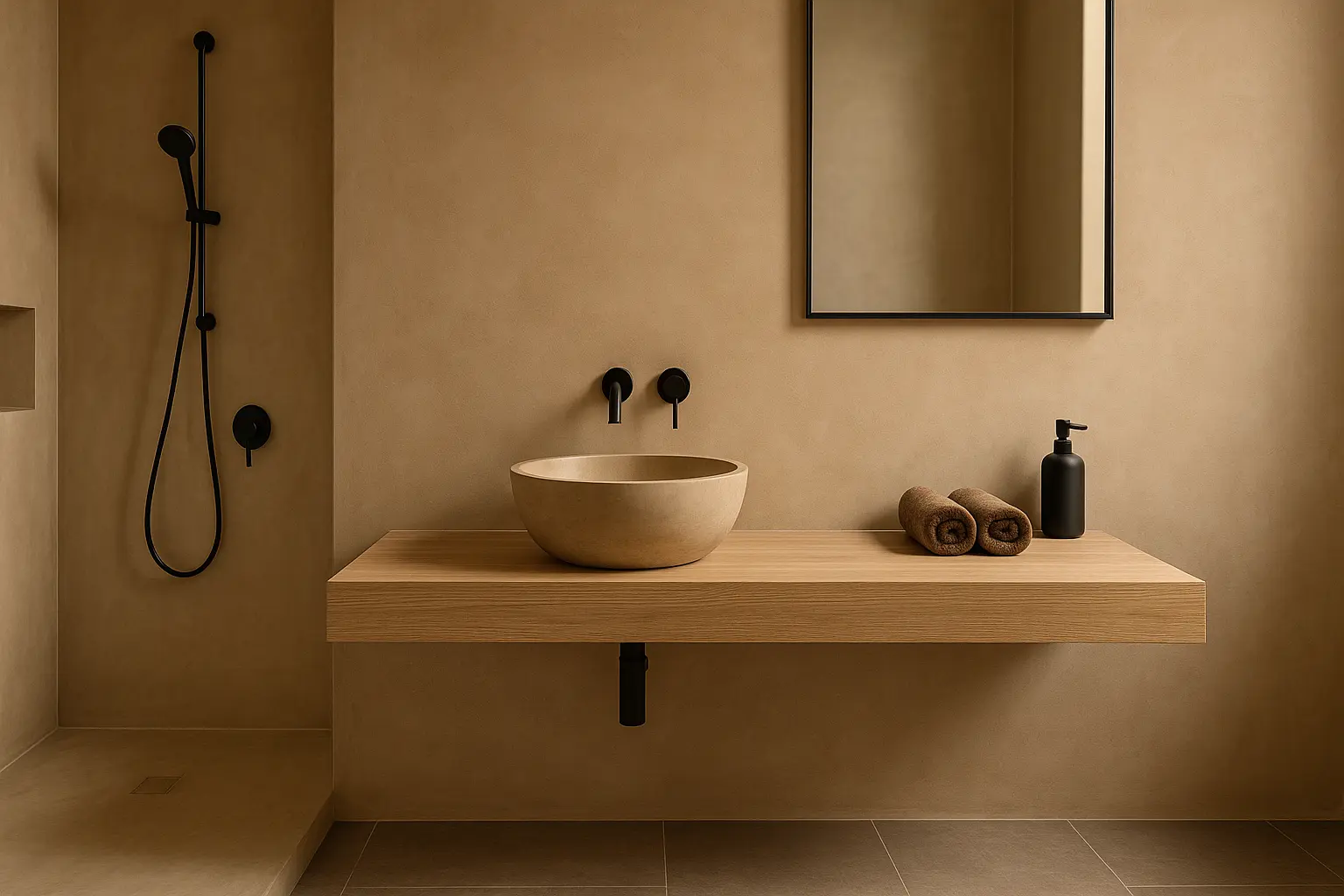 Salle de bain avec tadelakt
