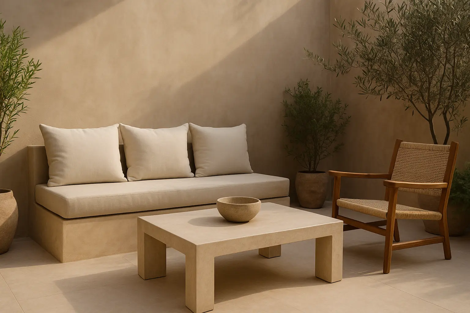 Terrasse élégante en tadelakt extérieur