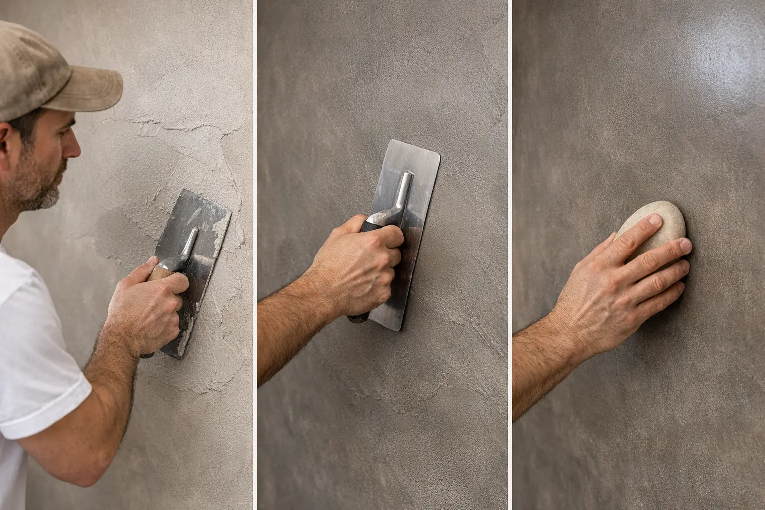 Application soign&eacute;e du tadelakt