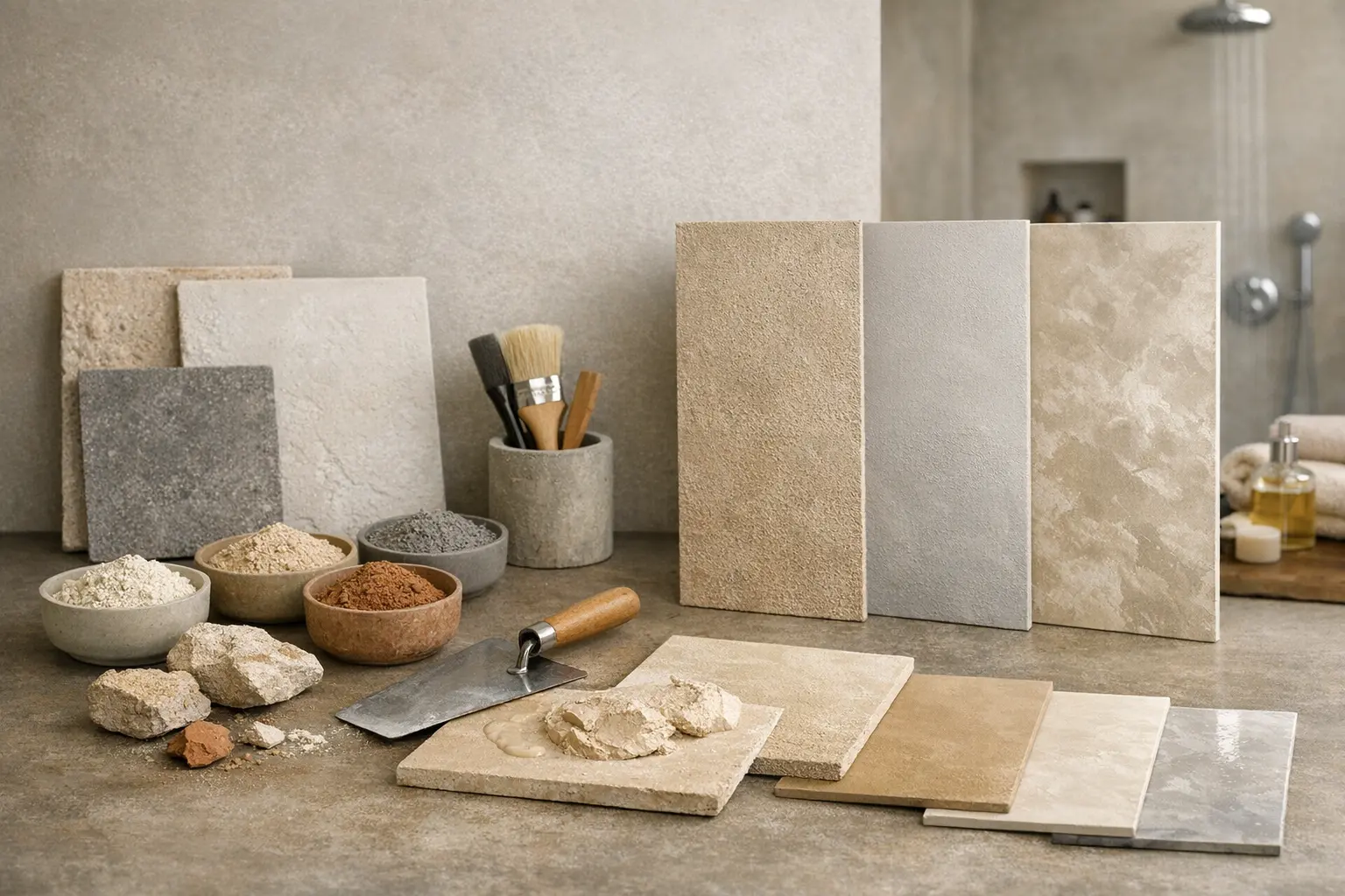 Diff&eacute;rents enduits sur mur