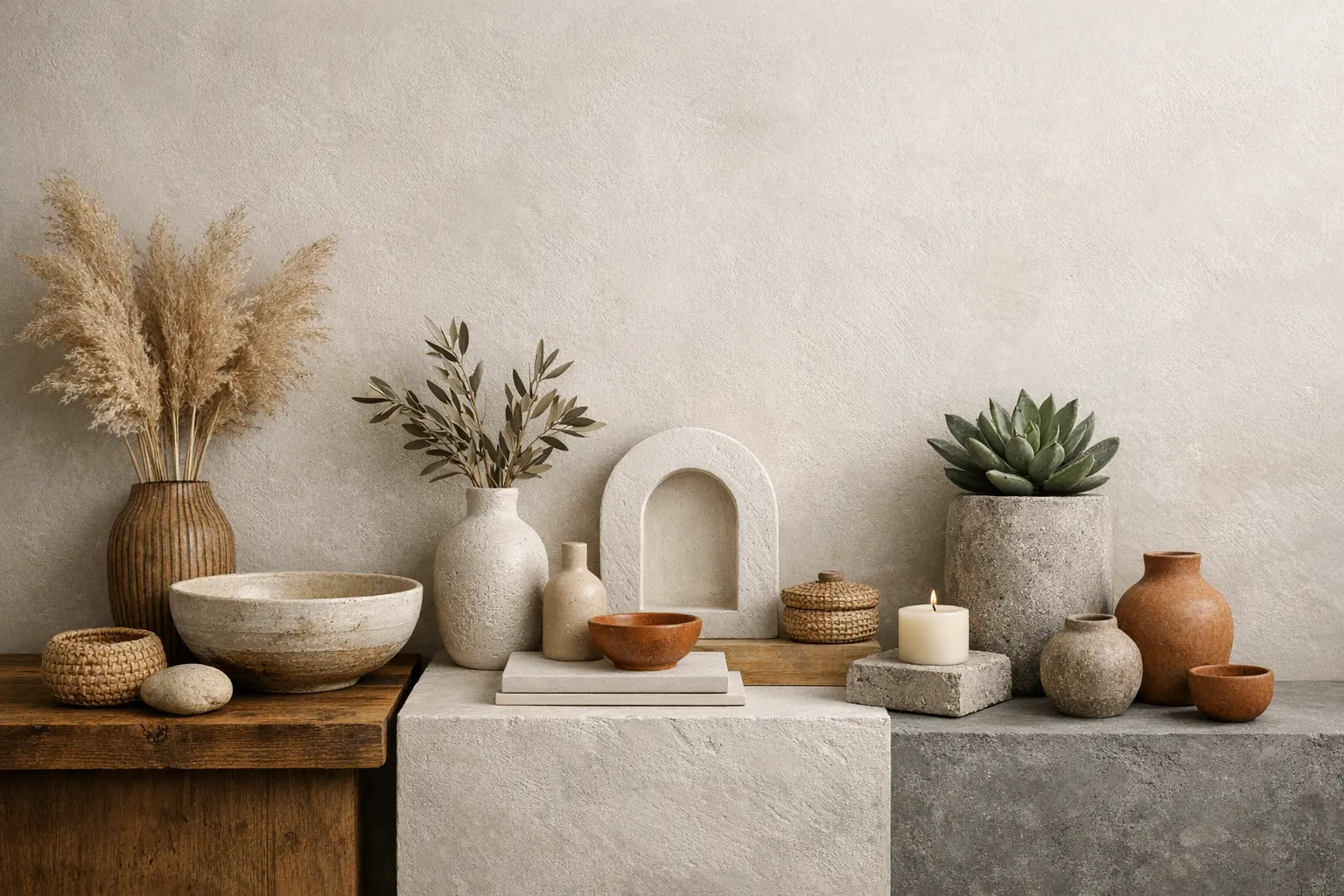 Objets en tadelakt assortis