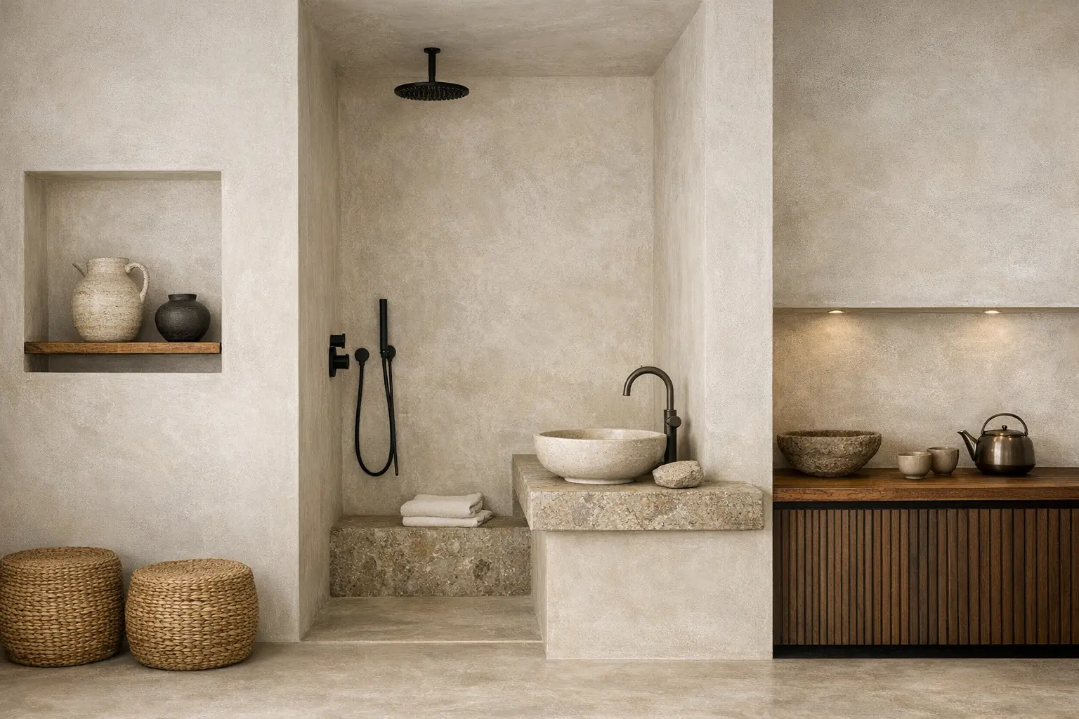 Mur en tadelakt harmonis&eacute;