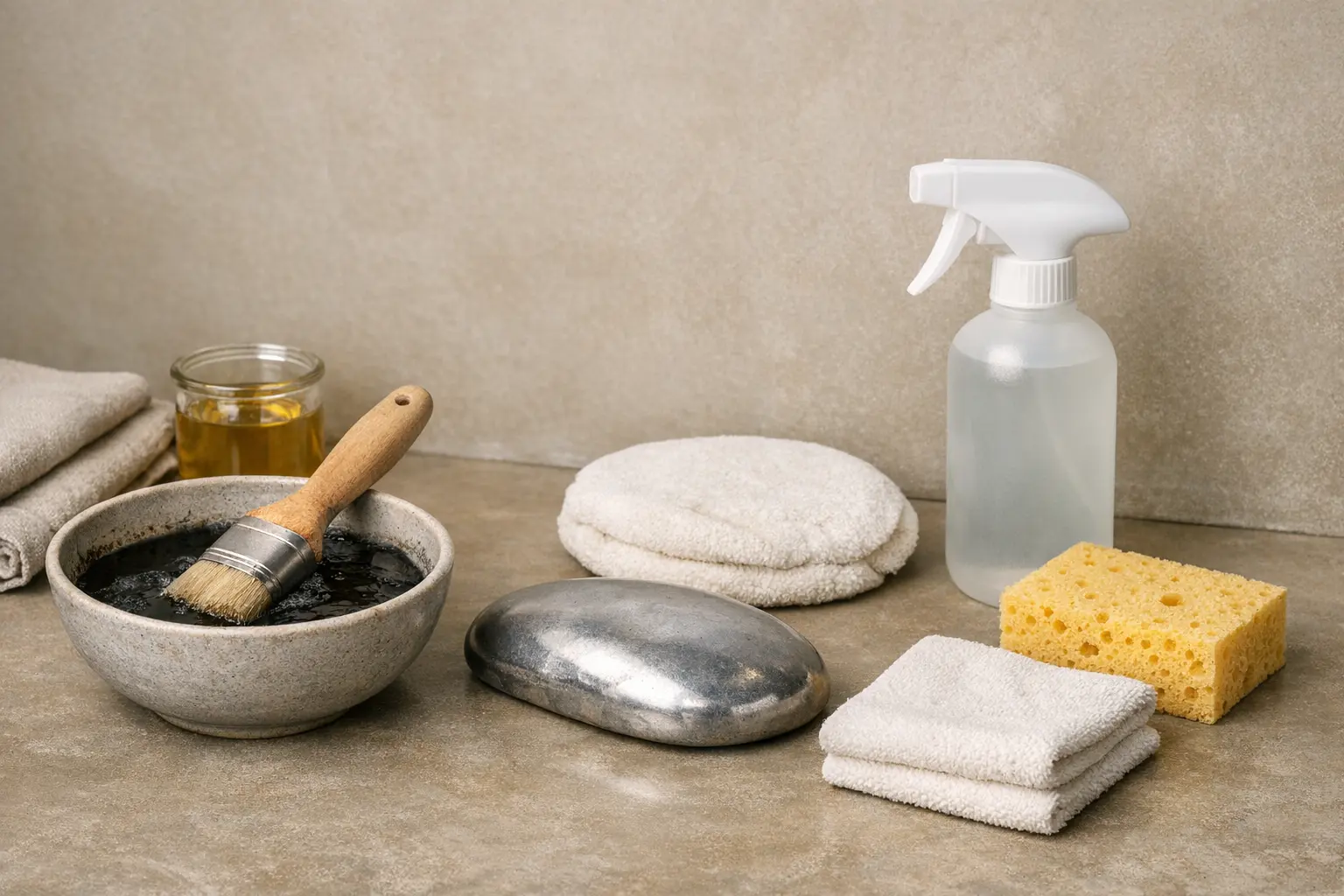 Application de savon sur tadelakt