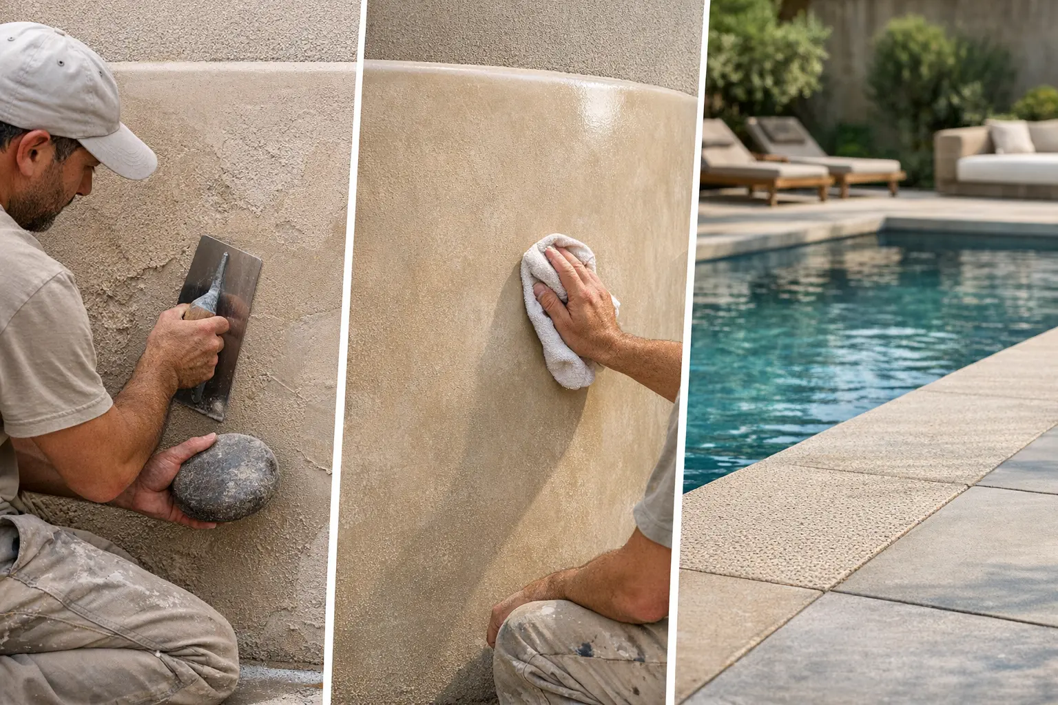 Tadelakt appliqu&eacute; sur terrasse ext&eacute;rieure