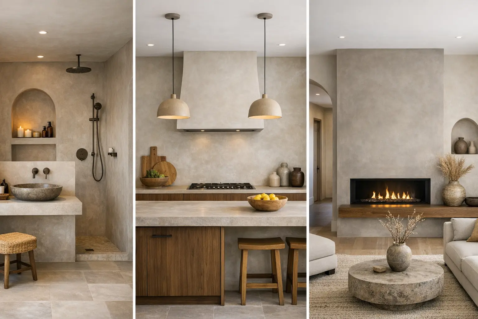 Mur en tadelakt dans une maison moderne