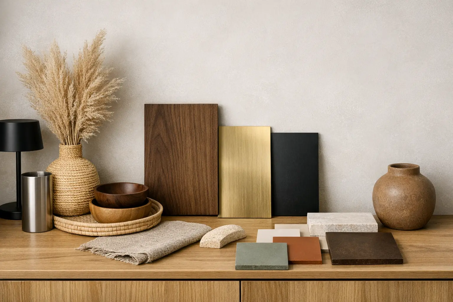 Harmonie tadelakt bois m&eacute;tal