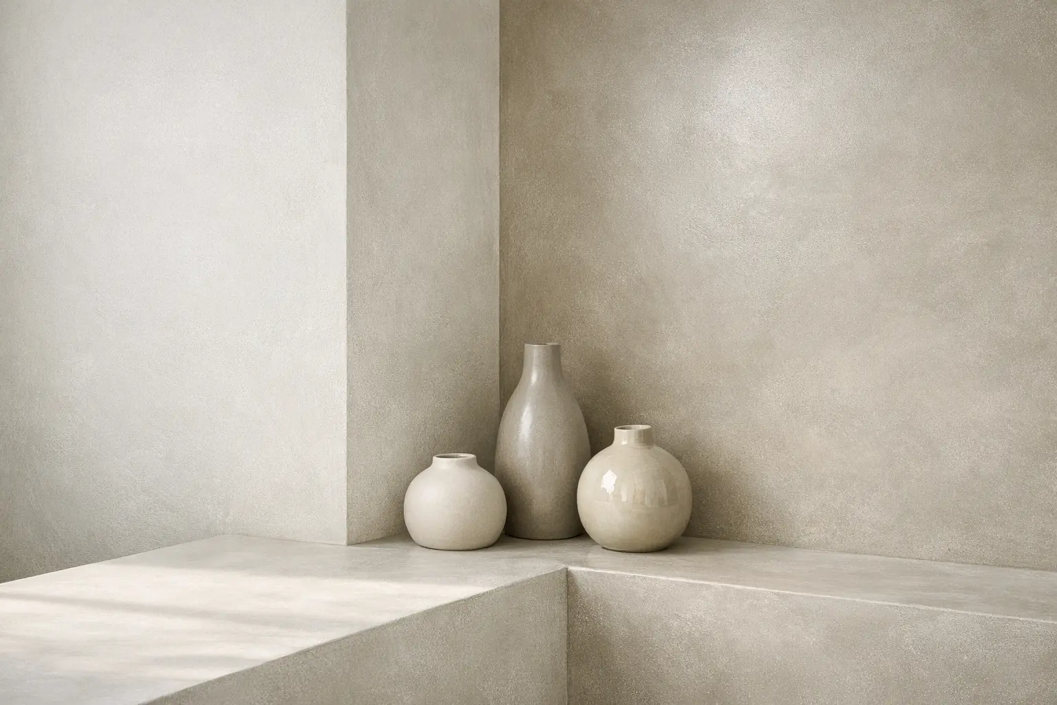 Mur en tadelakt dans un int&eacute;rieur &eacute;pur&eacute;