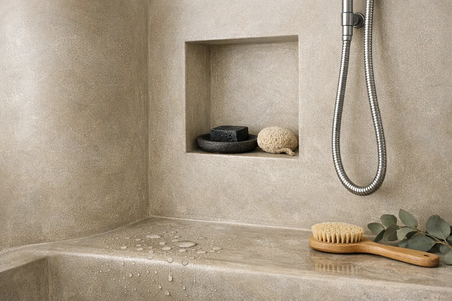 Mur de salle de bain en tadelakt