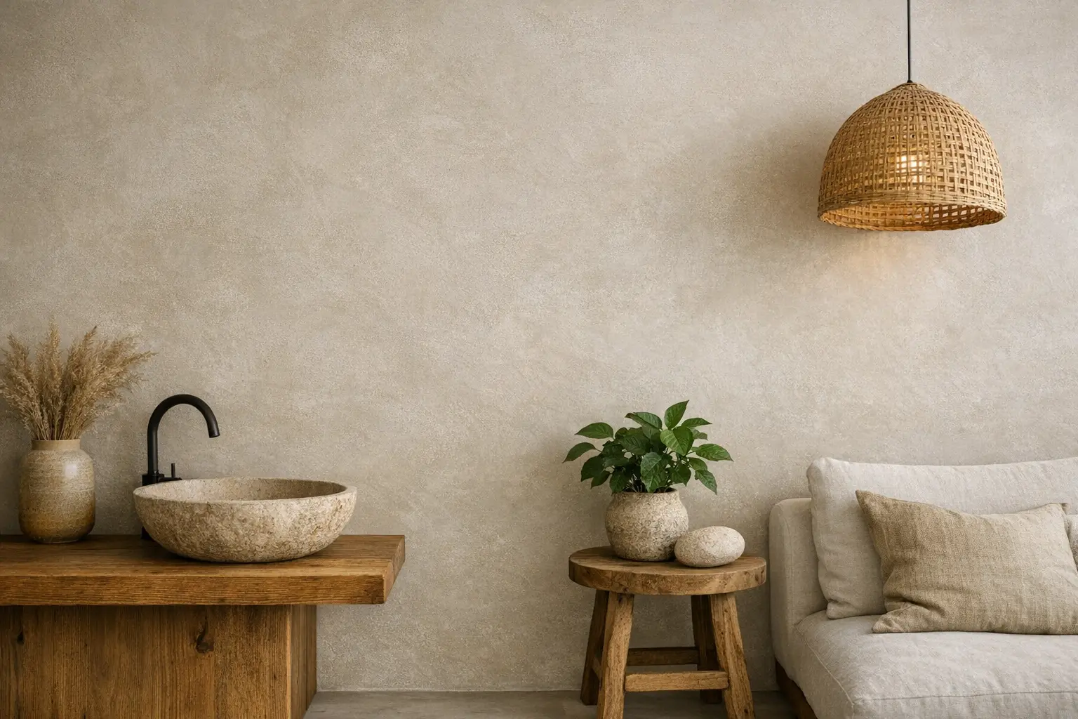 Mur int&eacute;rieur rev&ecirc;tu de tadelakt