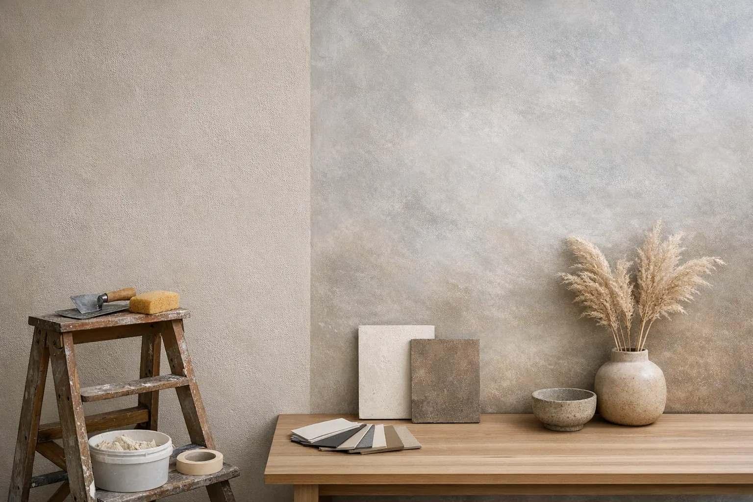 Murs enduits &agrave; la finition naturelle