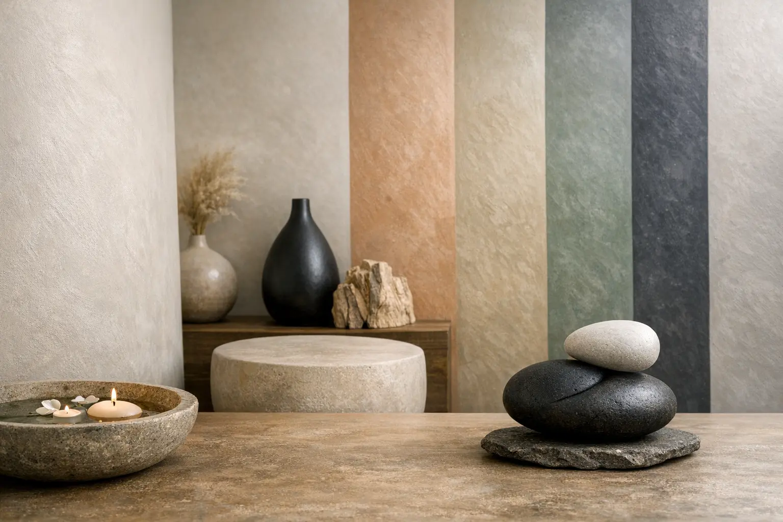 Mur tadelakt aux couleurs douces