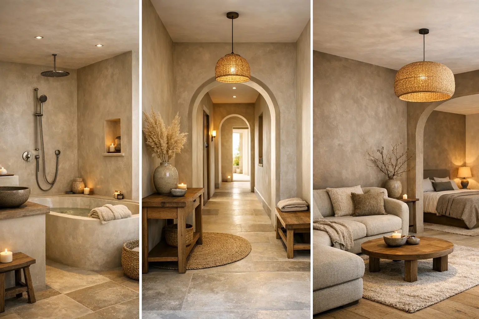 Tadelakt dans pi&egrave;ces cl&eacute;s