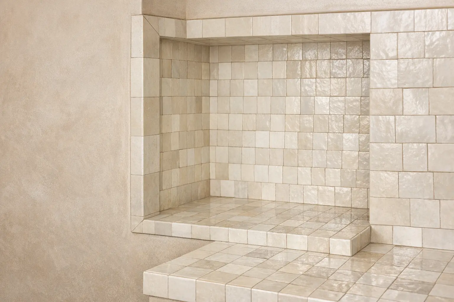 Jonction soign&eacute;e tadelakt zellige