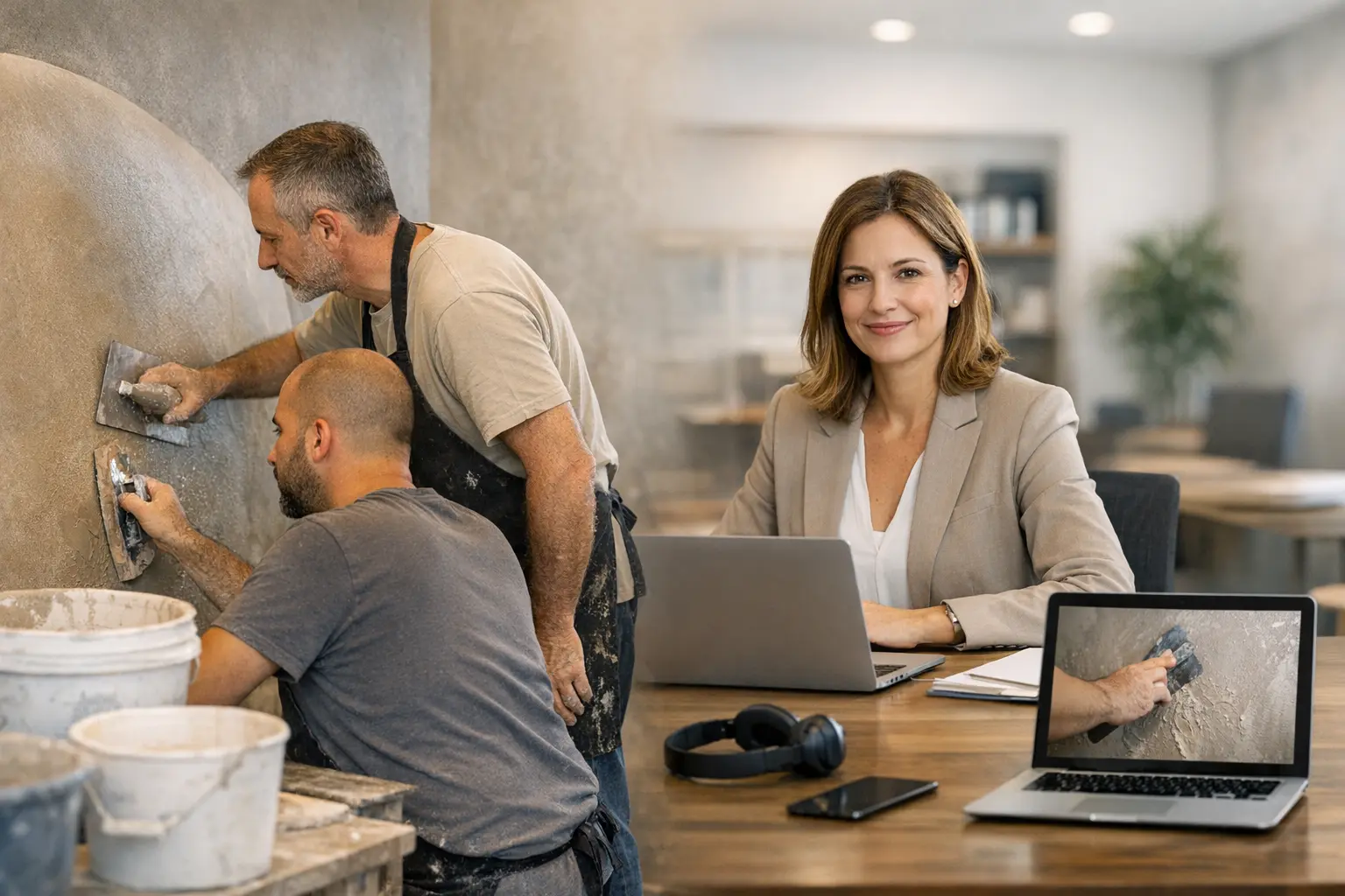 Atelier de tadelakt en cours