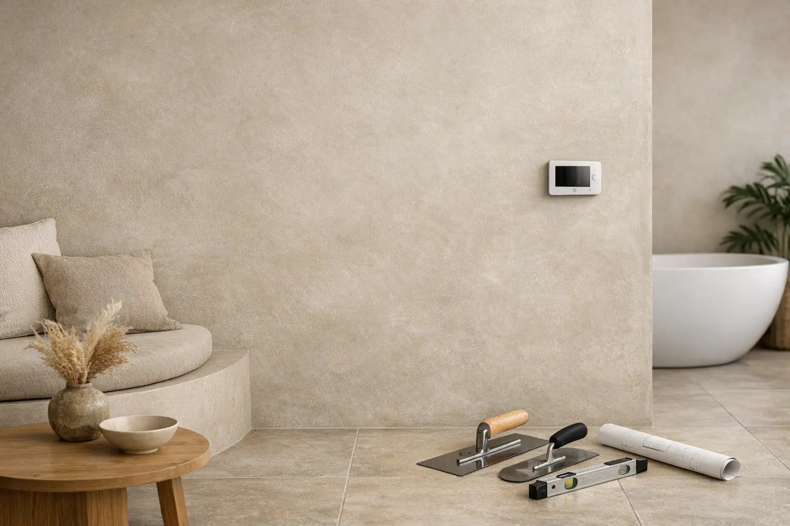 Pose de tadelakt sur sol chauffant