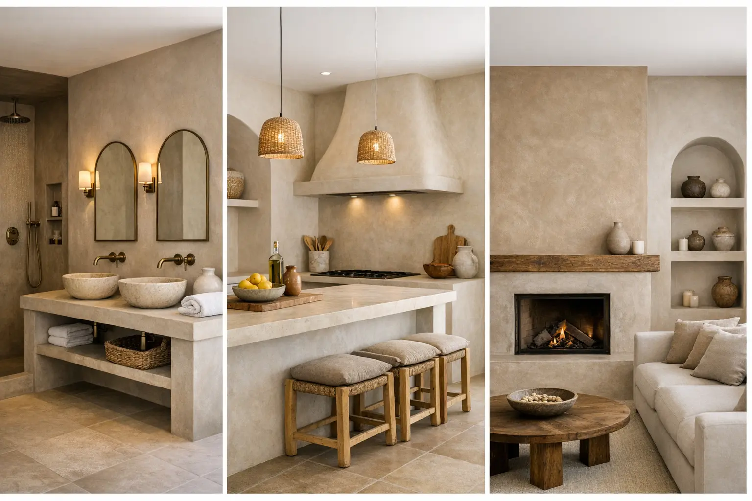 Mur tadelakt ambiance m&eacute;diterran&eacute;enne