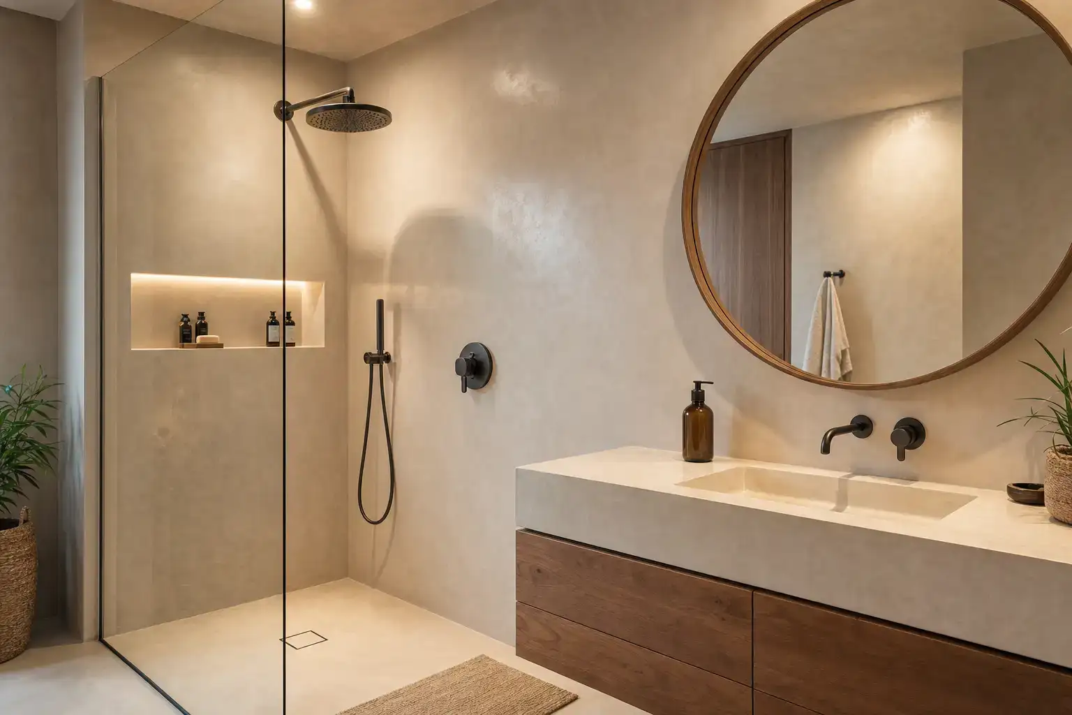 Douche en tadelakt &eacute;tanche