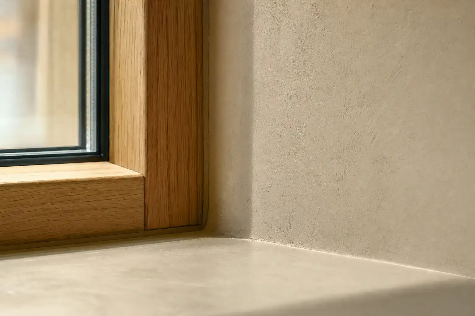 Raccord Tadelakt fen&ecirc;tre bois